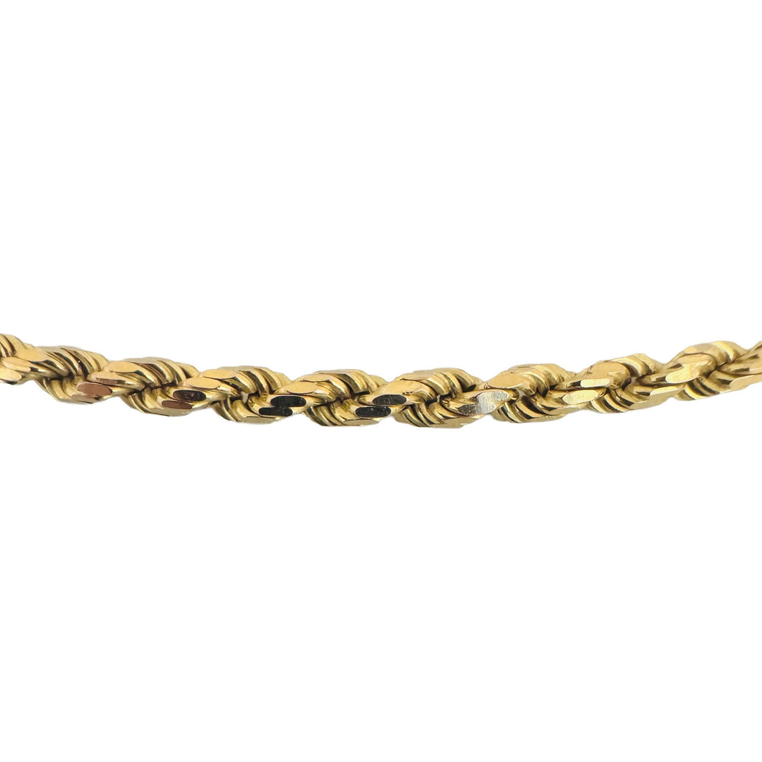 14k Yellow Gold 28.4g Solid 3mm Diamond Cut Rope Chain Necklace Italy 30"