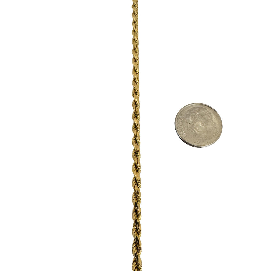 14k Yellow Gold 28.4g Solid 3mm Diamond Cut Rope Chain Necklace Italy 30"