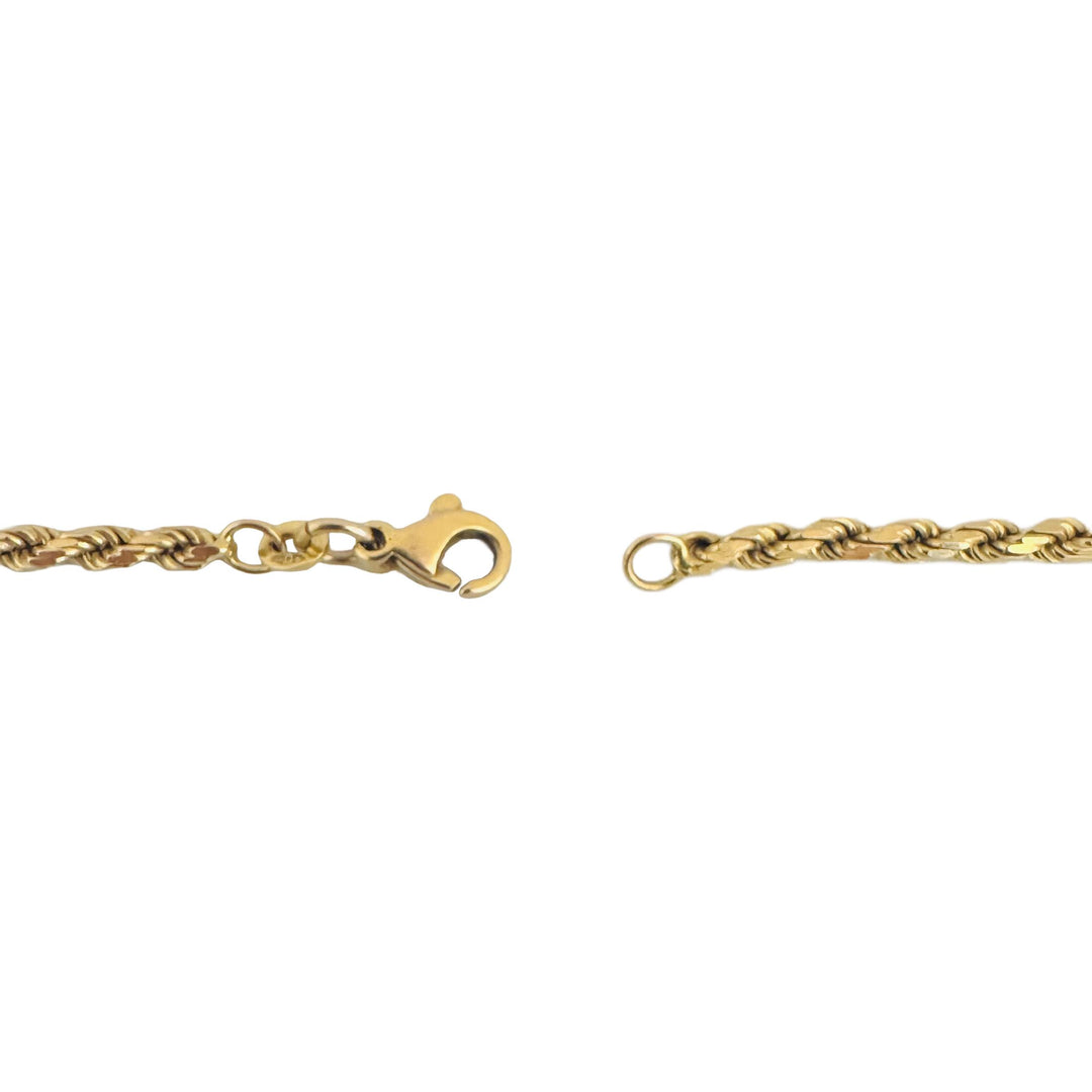 14k Yellow Gold 28.4g Solid 3mm Diamond Cut Rope Chain Necklace Italy 30"