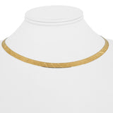 14k Yellow Gold 10g Textured Striped 5mm Herringbone Link Necklace Italy 16"