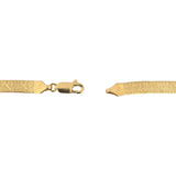 14k Yellow Gold 10g Textured Striped 5mm Herringbone Link Necklace Italy 16"
