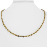 14k Yellow Gold 9g Hollow Light Diamond Cut 3.5mm Rope Chain Necklace 20"