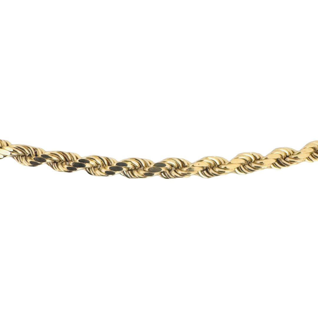 14k Yellow Gold 9g Hollow Light Diamond Cut 3.5mm Rope Chain Necklace 20"