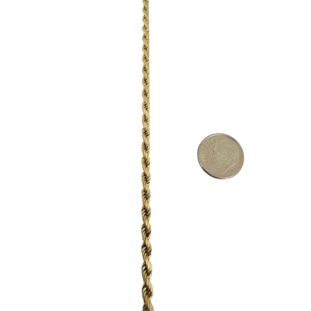 14k Yellow Gold 9g Hollow Light Diamond Cut 3.5mm Rope Chain Necklace 20"