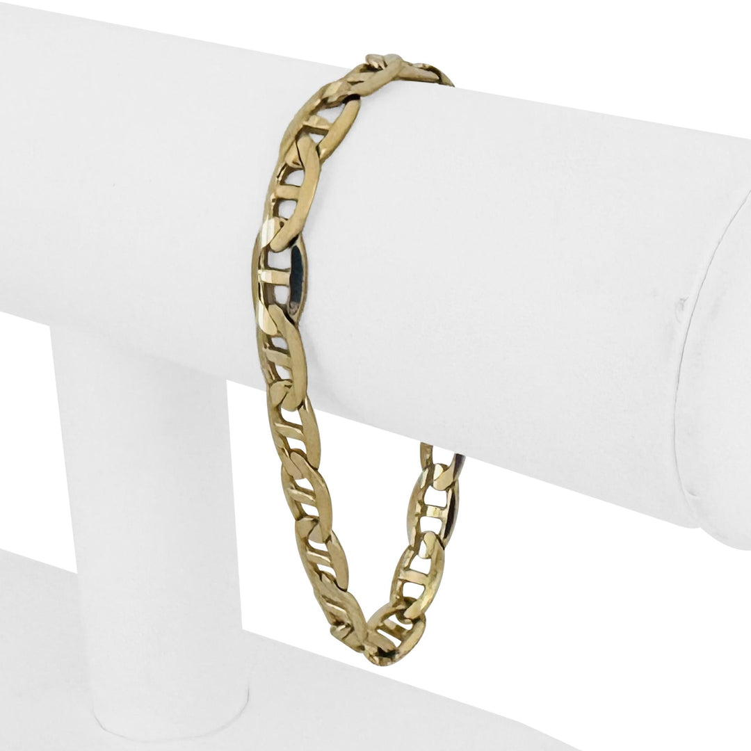 14k Yellow Gold 14.5g Solid 7mm Mariner Link Bracelet Italy 7.5"