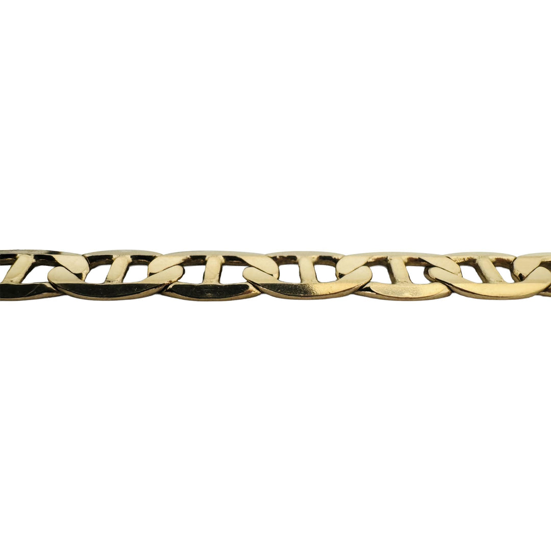 14k Yellow Gold 14.5g Solid 7mm Mariner Link Bracelet Italy 7.5"