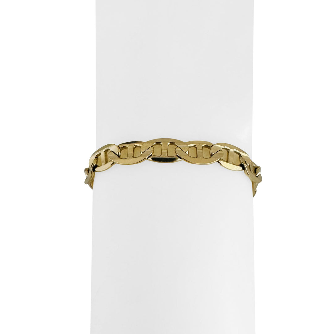 14k Yellow Gold 14.5g Solid 7mm Mariner Link Bracelet Italy 7.5"