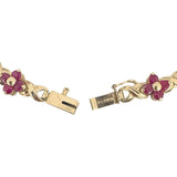 14k Yellow Gold 11g Floral Multi Gemstone Link Bracelet 7.5"