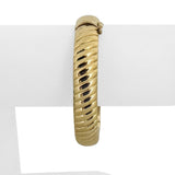 14k Yellow Gold 23g Vintage Ladies Ribbed 11mm Heavy Bangle Bracelet Italy 7"