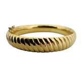 14k Yellow Gold 23g Vintage Ladies Ribbed 11mm Heavy Bangle Bracelet Italy 7"