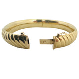 14k Yellow Gold 23g Vintage Ladies Ribbed 11mm Heavy Bangle Bracelet Italy 7"
