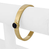 14k Yellow Gold and Bezel Set Amethyst 18.2g Polished Bangle Bracelet 7"