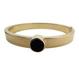 14k Yellow Gold and Bezel Set Amethyst 18.2g Polished Bangle Bracelet 7"