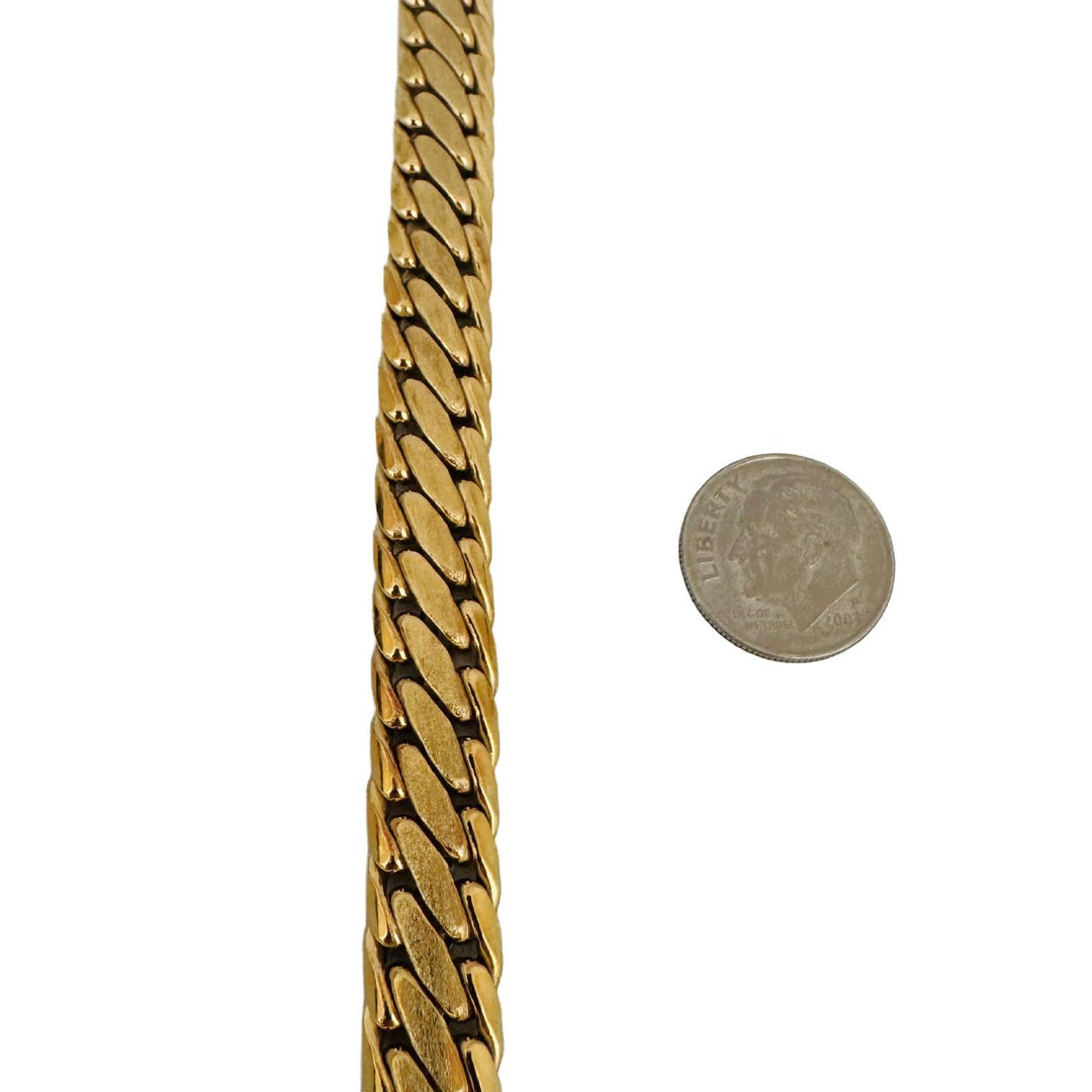 14k Yellow Gold 42g Heavy Thick UnoAErre Flattened Fancy Link Necklace Italy 18"