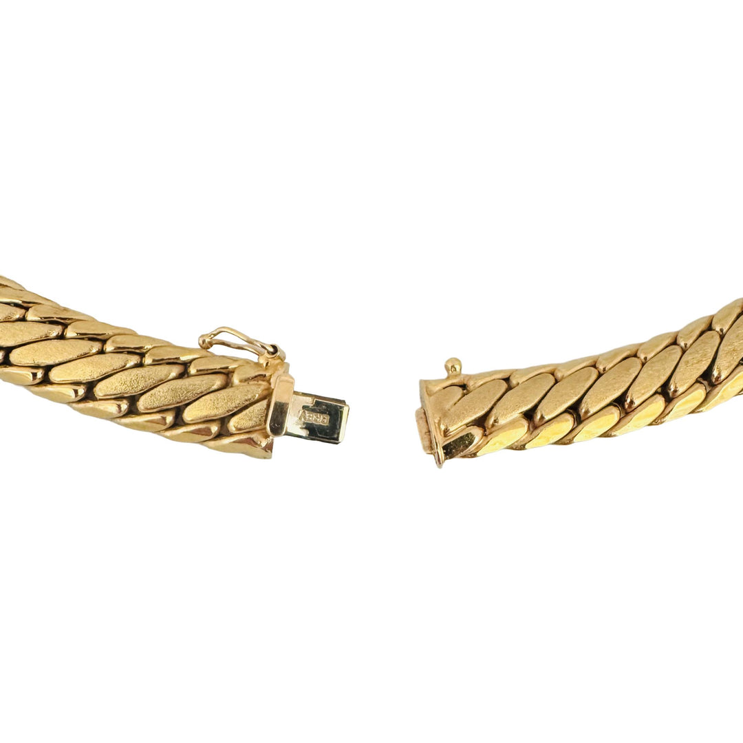14k Yellow Gold 42g Heavy Thick UnoAErre Flattened Fancy Link Necklace Italy 18"