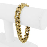 10k Yellow Gold 35.2g Semi Solid Thick 13mm Curb Link Bracelet 8.25"