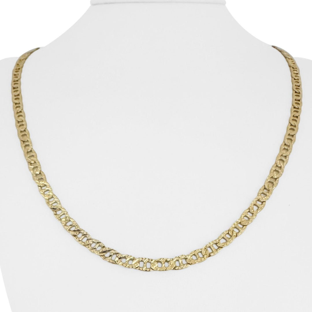 14k Yellow Gold 18.9g Solid Diamond Cut Mariner Link Chain Necklace Italy 22"