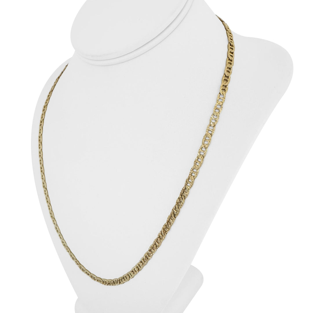14k Yellow Gold 18.9g Solid Diamond Cut Mariner Link Chain Necklace Italy 22"