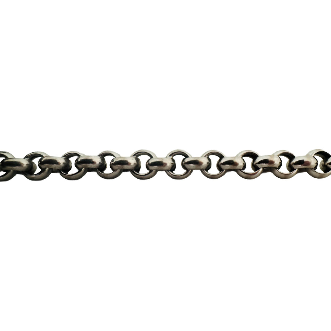 14k White Gold 5.4g Hollow Light 5mm Rolo Link Bracelet Turkey 8"