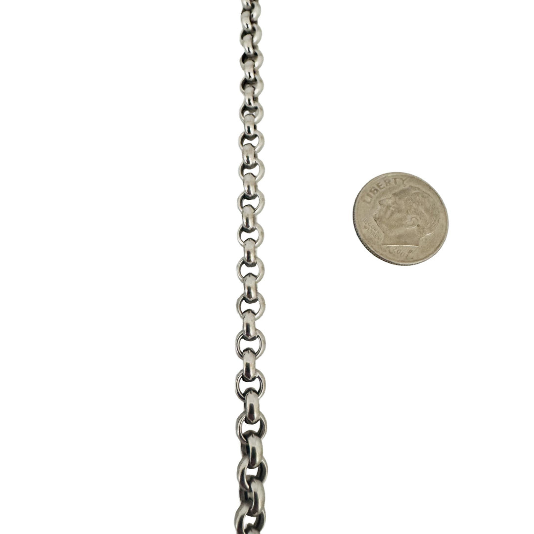 14k White Gold 5.4g Hollow Light 5mm Rolo Link Bracelet Turkey 8"