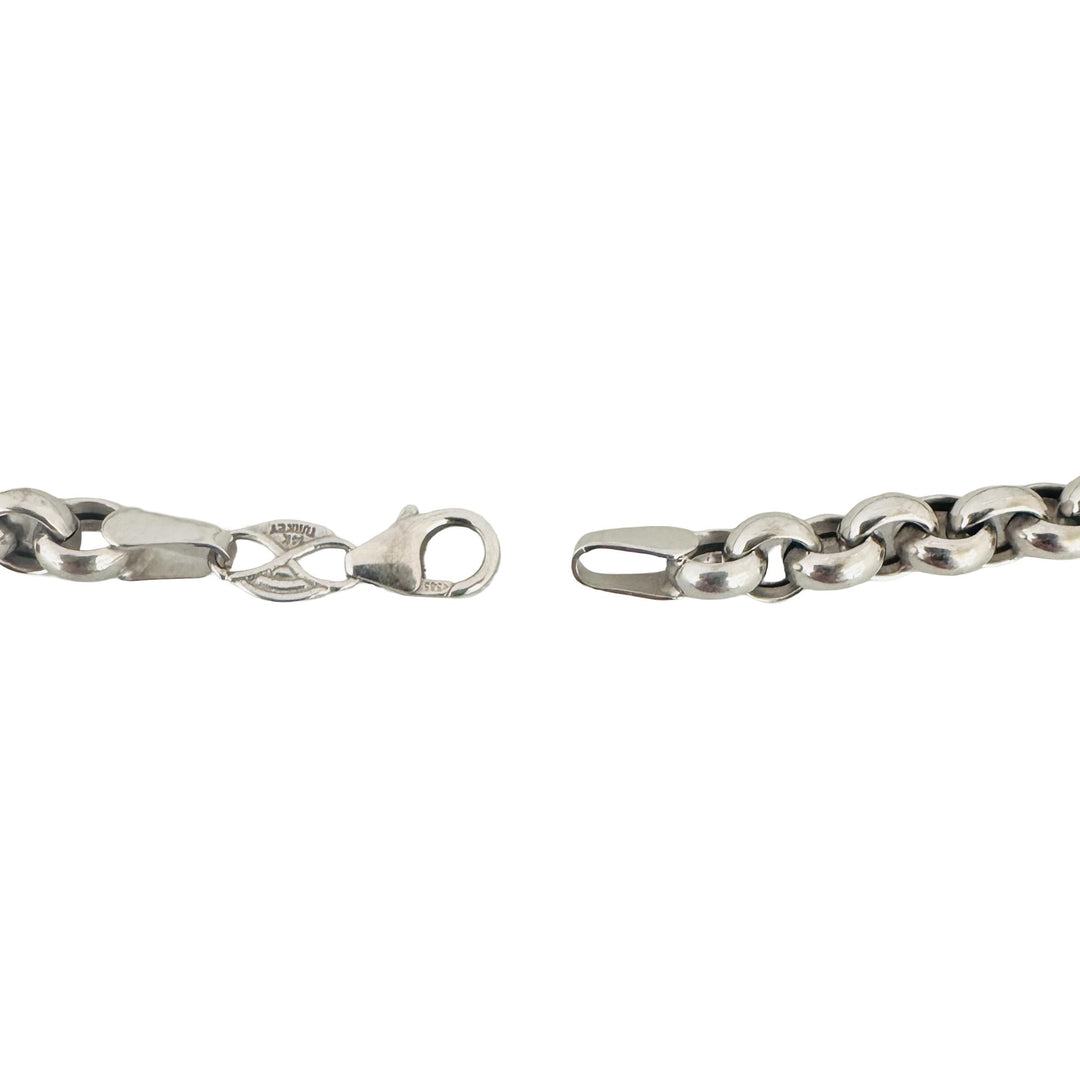 14k White Gold 5.4g Hollow Light 5mm Rolo Link Bracelet Turkey 8"