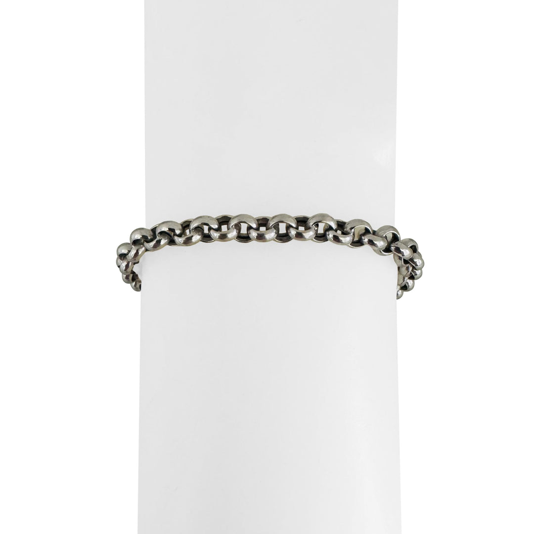 14k White Gold 5.4g Hollow Light 5mm Rolo Link Bracelet Turkey 8"