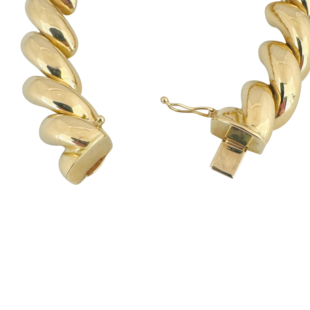 14k Yellow Gold 28.7g Big Thick 13mm San Marco Link Bracelet Turkey 7.5"