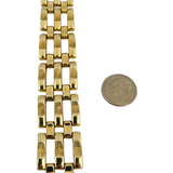 14k Yellow Gold 35.6g Heavy Wide 20mm Retro Fancy Link Bracelet 7.5"