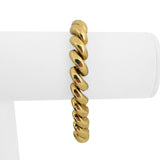 14k Yellow Gold 31g Heavy Polished 10mm San Marco Link Bracelet Italy 7.25"