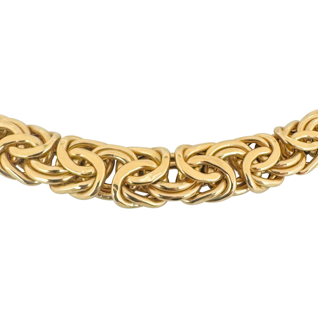 14k Yellow Gold 23.6g Thick Graduated Byzantine Link Necklace Italy 17"