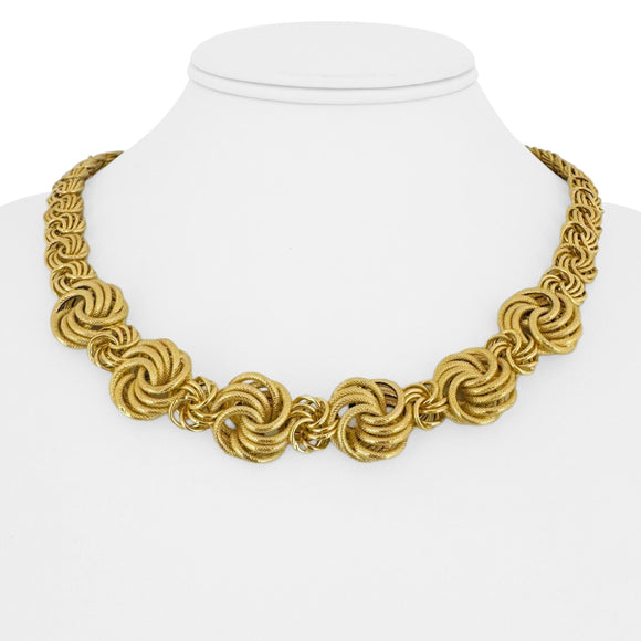 14k Yellow Gold 16.3g Hollow Light Graduated Swirl Link Necklace Italy 18