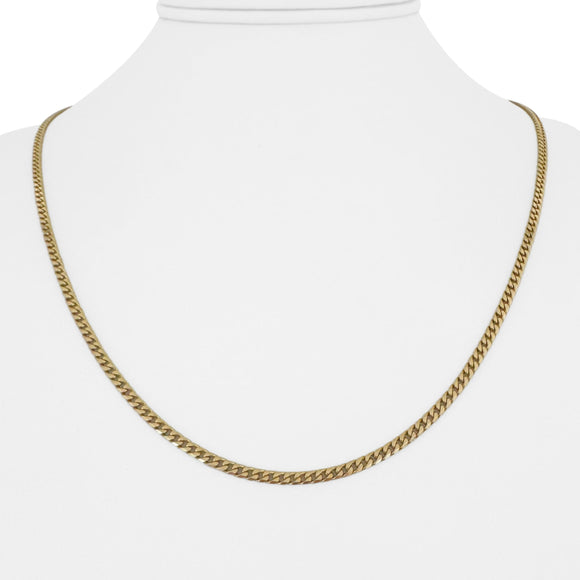 14k Yellow Gold 9.3g Solid Thin 2.5mm Squared Curb Link Chain Necklace Italy 20