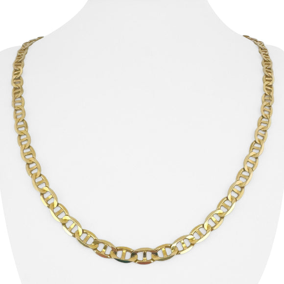 14k Yellow Gold 29g Solid Heavy 6mm Mariner Link Chain Necklace Italy 23