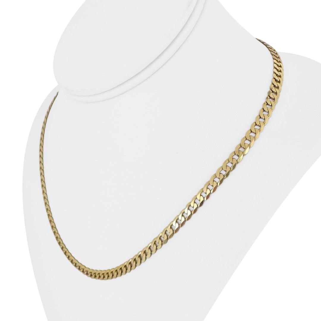 14k Yellow Gold 16.2g Solid Flat 5mm Curb Link Chain Necklace 18"