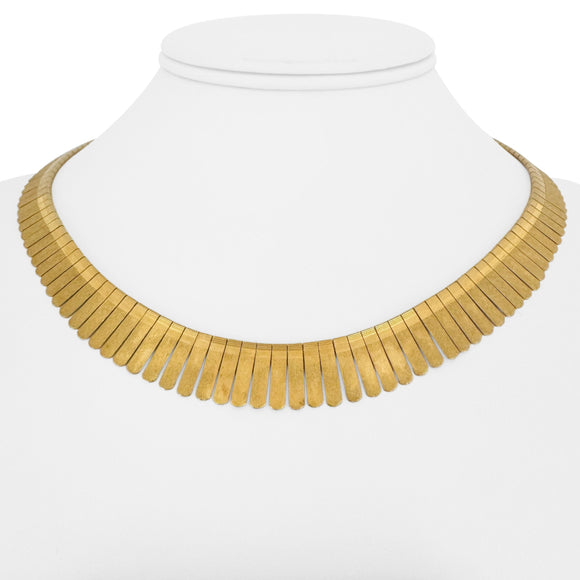 18k Yellow Gold 38.8g Vintage Ladies Cleopatra Link Necklace Italy 16.5