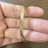 14k Yellow Gold 17.5g Vintage Ladies Twist Spiral Bangle Bracelet Italy 7"