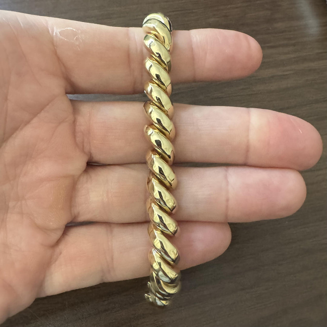14k Yellow Gold 24.2g Ladies Polished 10mm San Marco Link Bracelet Italy 7"