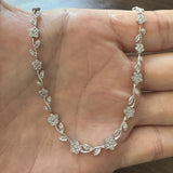 14k White Gold and 2cttw Diamond Vintage Floral Link Necklace 16"