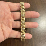 14k Yellow and White Gold 26.2g Two Tone 13mm Fancy Link Bracelet Italy 7.5"