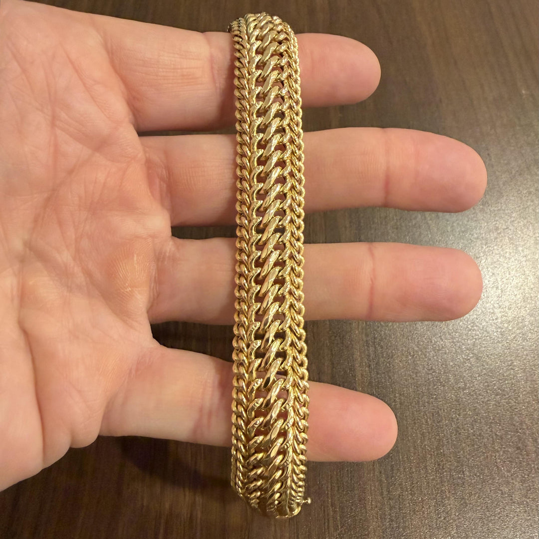 14k Yellow Gold 20g Vintage Thick 15mm Fancy Curb Link Bracelet Italy 7.25"
