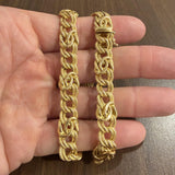 14K Yellow Gold 37.8g Vintage 12mm Fancy Double Curb Link Necklace Italy 17"