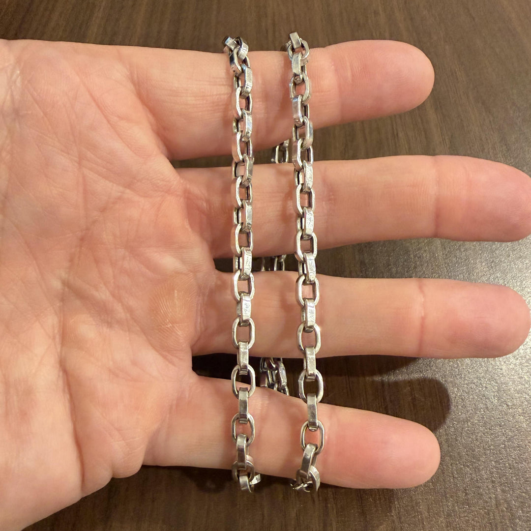 14k White Gold 14.2g Hollow 5mm Cable Link Necklace 18"
