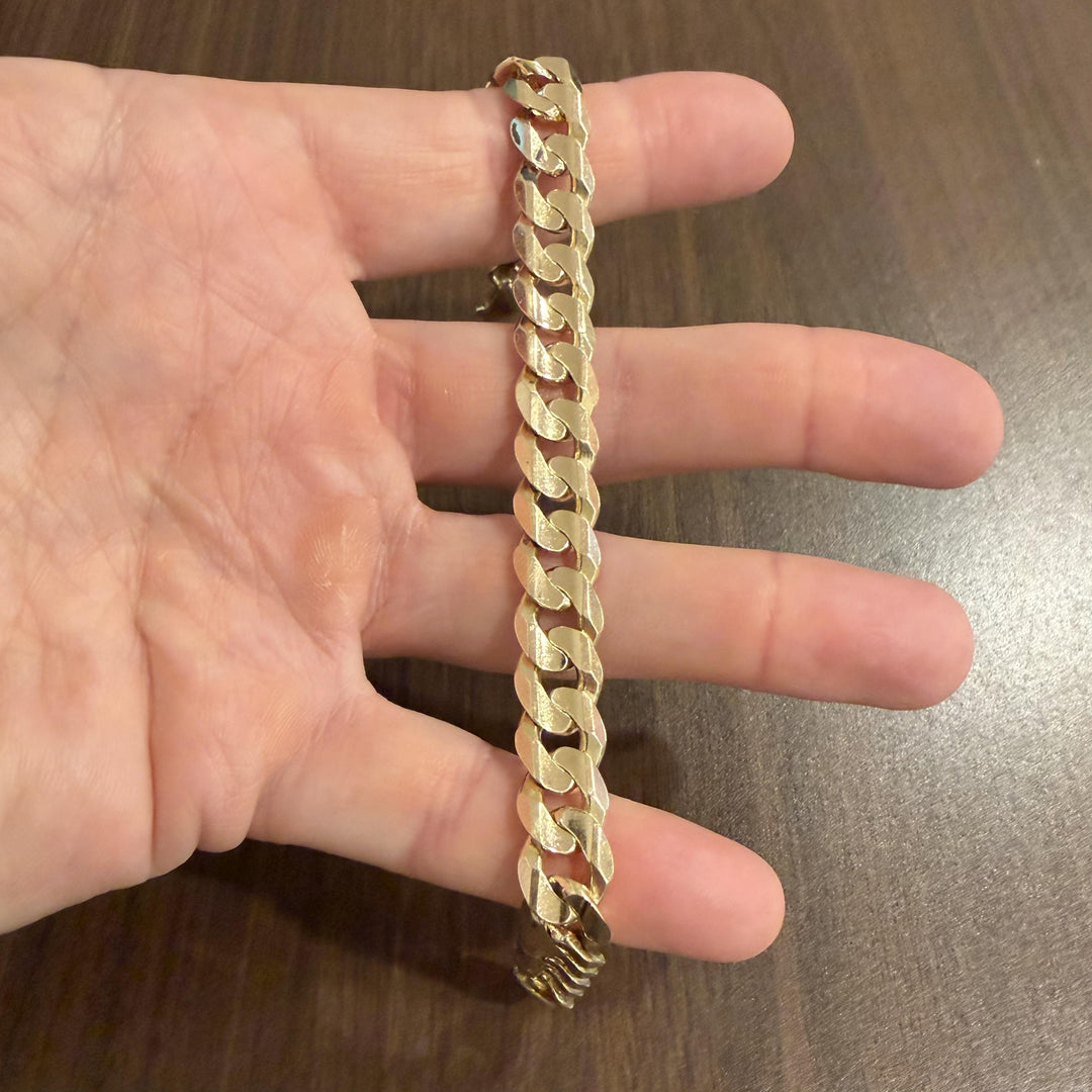 14k Yellow Gold 45.6g Solid Heavy Men's 11mm Curb Link Bracelet Italy 9"