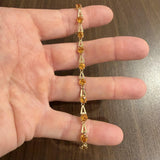 14k Yellow Gold and Citrine 5.4g Ladies Fancy Link Bracelet 7.25"