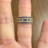 14k White Gold Blue Sapphire and Diamond Vintage Band Ring Size 8