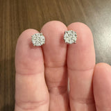 14k White Gold and 0.75cttw Diamond Cluster Stud Earrings