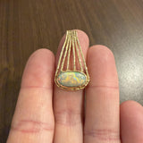 14k Yellow Gold and Opal Vintage Solid Handmade Pendant 1.4"