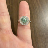 18k White Gold 1.54ct Mint Garnet and 0.50cttw Diamond Halo Ring Size 5.75