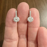 14k White Gold 0.70cttw Cluster Diamond Hoop Huggie Earrings