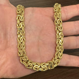 14k Yellow Gold 60g Heavy Thick 12mm Byzantine Link Necklace Italy 18"